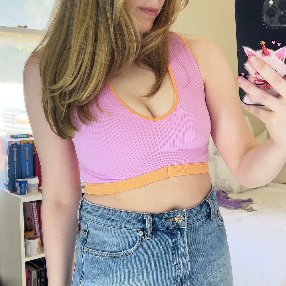 No Boundaries Pink and Orange Crop Top Size Medium